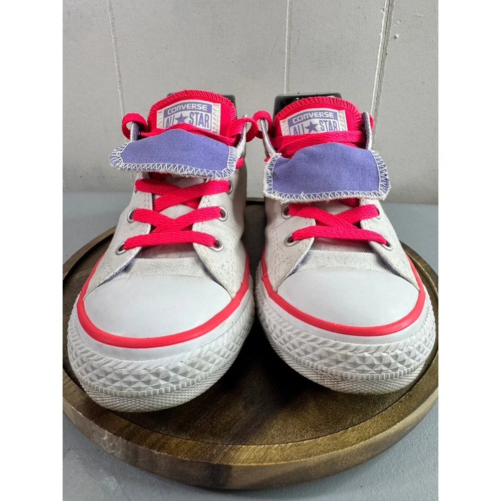 Converse Chuck Taylor Sneakers Junior 4 White Good Double Tongue Pink Purple
